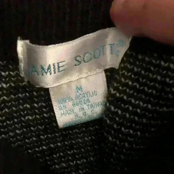 Vtg Jamie Scott Black White Southwest Aztec Geometric Crewneck Acrylic Sweater M - Picture 7 of 7